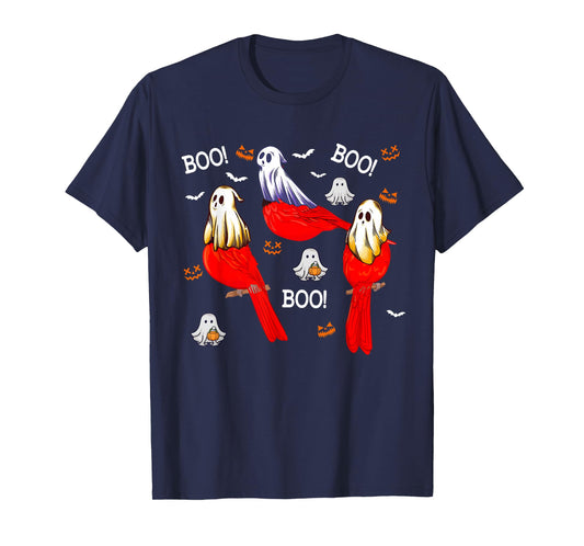 Three Halloween Cardinal Birds As Boo Ghost Costume Kids T-Shirt