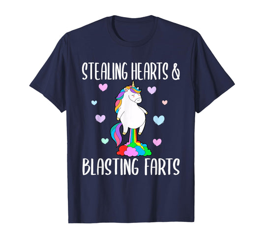 Stealing Hearts And Blasting Farts Funny unicorn T-Shirt
