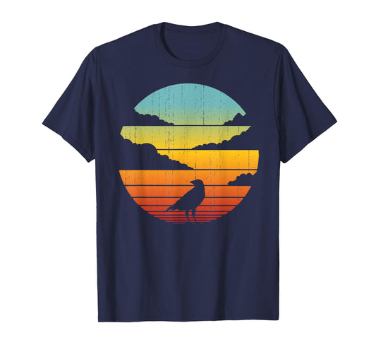 Crow Retro Vintage 60s 70s Sunset Bird Lovers Men Women T-Shirt