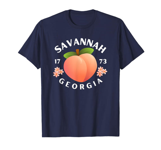 Savannah Georgia est. 1773 Flowers Peach State T-Shirt