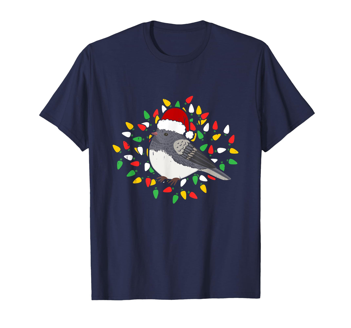 Holiday Xmas Santa Hat Dark Eyed Junco Bird Christmas T-Shirt