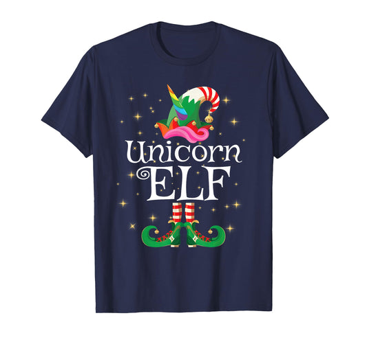 Unicorn Elf Shirt Girls Women Funny Matching Christmas Elf T-Shirt