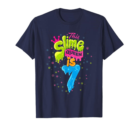 Slime Queen T-Shirt 7th Birthday Slime Shirt 7 T-Shirt