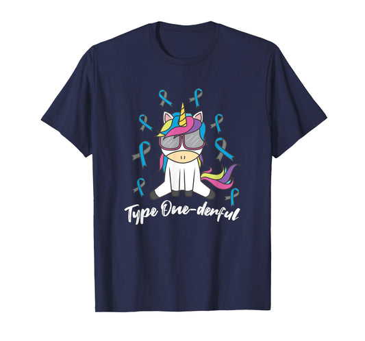 Type 1 Diabetes T1D Unicorn Type One-derful Awareness T-Shirt