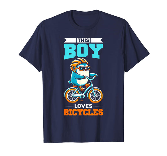 Kids Cycling Riding Bicycle Penguin Boys T-Shirt