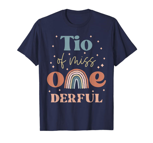 Tio of Miss Onederful Boho Rainbow Niece First Birthday T-Shirt
