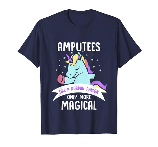 Amputee Amputation Survivor Warrior Shirts Men's Black Cotton Blend Classic Fit Short Sleeve Unicorn Humor Recovery T-Shirt