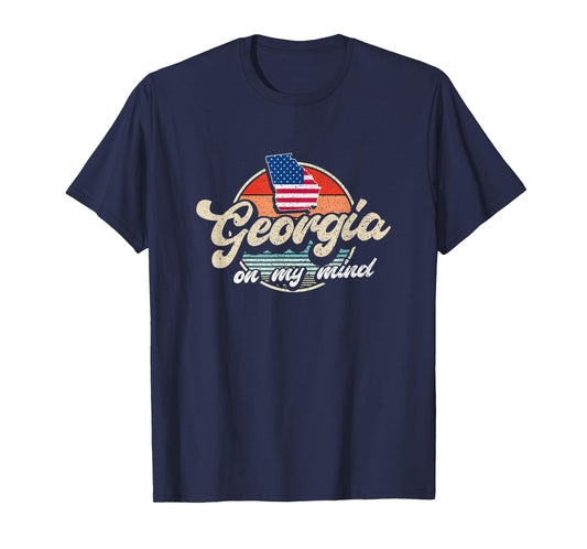 Georgia On My Mind The Peach State Retro USA Proud Georgian T-Shirt