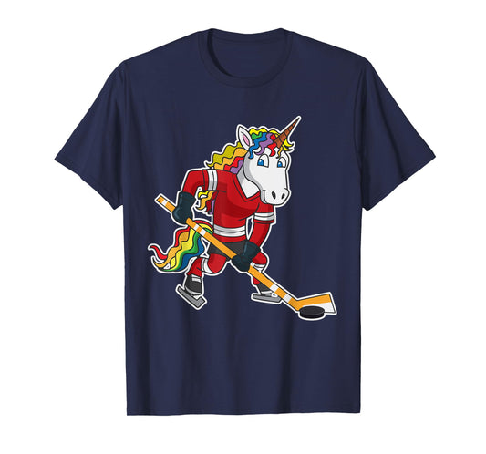 Unicorn Hockey Vintage Distressed Kids Girls Women T-Shirt