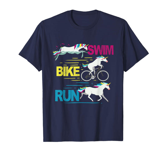 Running Swimming Cycling Unicorn Triathlete Triathlon T-Shirt