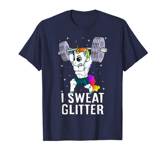 Unicorn I Sweat Glitter Funny Gym Workout Men Women Kids T-Shirt