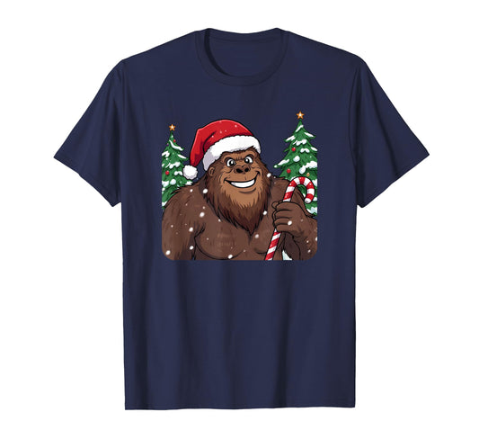 Bigfoot Believes in Santa Funny Cryptid Christmas T-Shirt