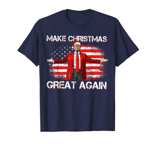 Make Christmas Great Again Santa Funny Trump Xmas Pajamas T-Shirt