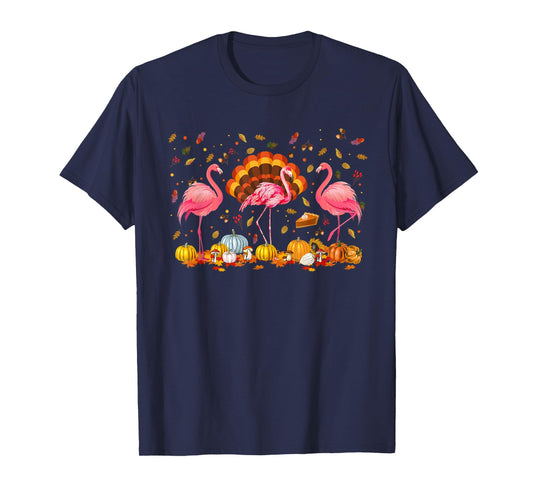 Happy Thanksgiving Flamingo Happy Fall Y'all Thankful Season T-Shirt