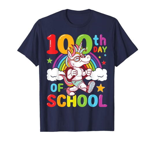 Happy 100th Day of School Unicorn Rainbow 100 Days of School T-Shirt
