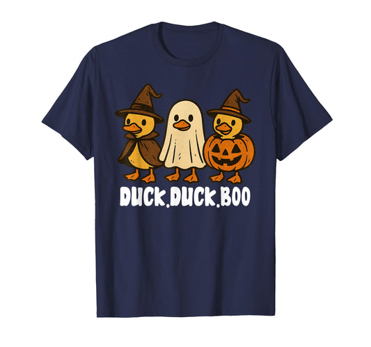 Duck Boo Funny Cute Spooky Halloween Retro Goose Pumpkin T-Shirt