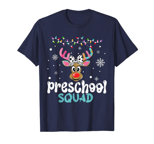 Preschool Teacher Christmas Preschool Squad Reindeer Xmas T-Shirt