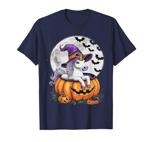 Cute Unicorn Halloween Girls Women Witchy Unicorn Halloween T-Shirt