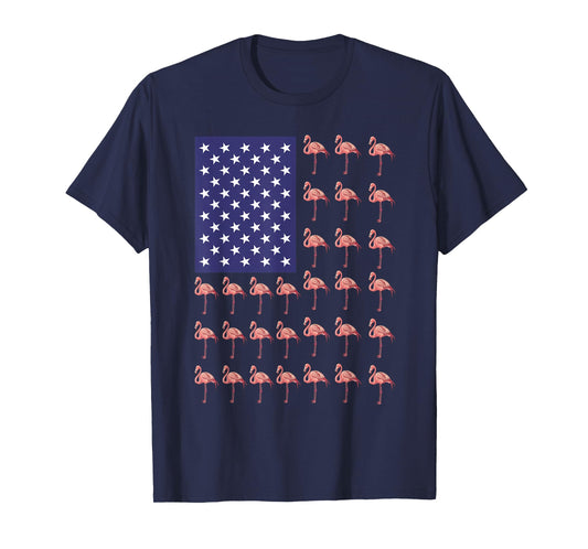 Flamingo Shirt Men Women 4th Of July Flamingo American Flag T-Shirt