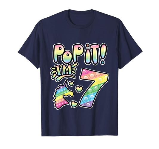 Kids Pop It 7th Birthday Girls Boys 7 Years Old Fidget T-Shirt