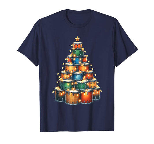 Drumms Xmas Christmas Tree Drummer T-Shirt