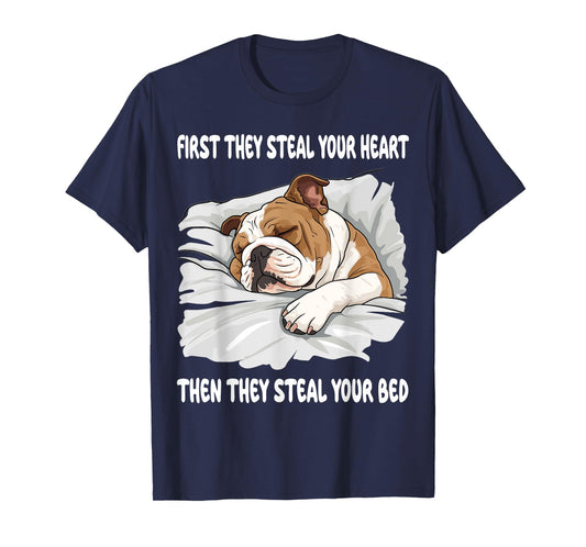 English Bulldog Sleeping Pajamas Nightgown Men Women Girls Kids T-Shirt