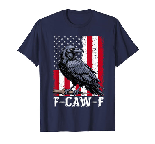 F-Caw-F Black Crow Black Bird Retro USA Flag Vintage F-Caw-F T-Shirt