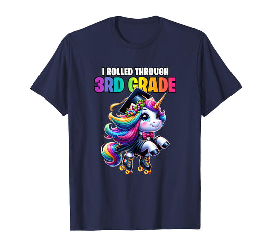Graduation 3rd Grade Unicorn Roller Skate Girls Grad T-Shirt