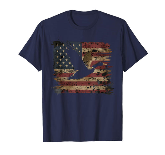 Duck Hunting 4th Of July USA American Flag T-Shirt