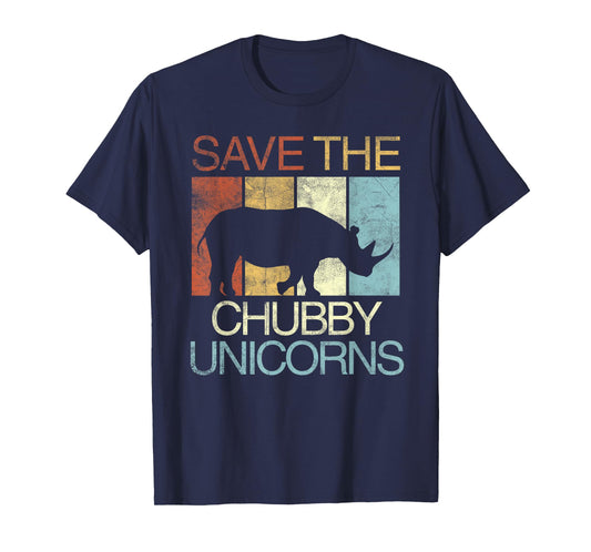 Save The Chubby Unicorns T-Shirt Retro Vintage Colors T-Shirt