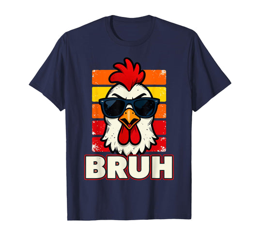 Chicken Farmer Sunglasses Retro Bruh Rooster T-Shirt