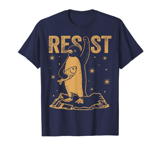 Resist Penguin Activism Graphic Design Funny T-Shirt