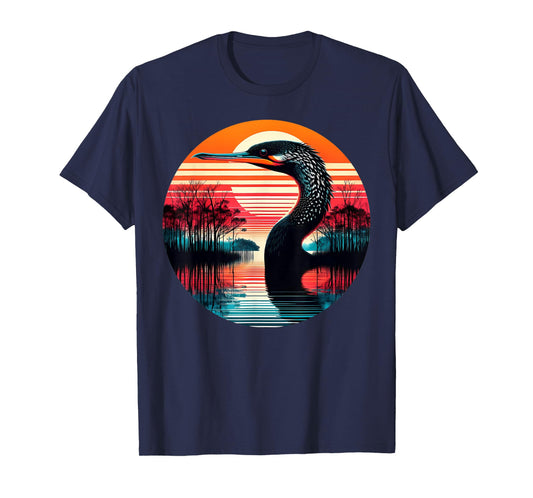 Anhinga Bird Sunset Retro Style Safari Vintage 70s T-Shirt
