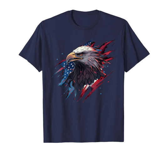Eagle Bird 4th of July American Flag Veterans Memorial T-Shirt