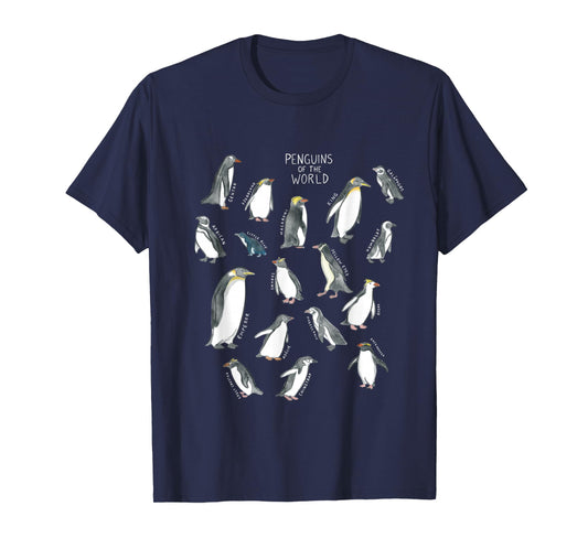 All types of penguins in the world watercolour T-Shirt