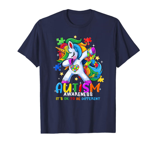 Autism Awareness OK To Be Different Dabbing Unicorn Women T-Shirt