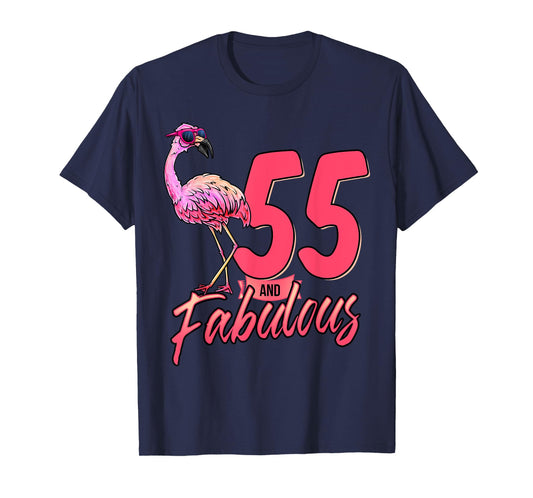 55 And Fabulous 55th Flamingo Birthday Gift T-Shirt