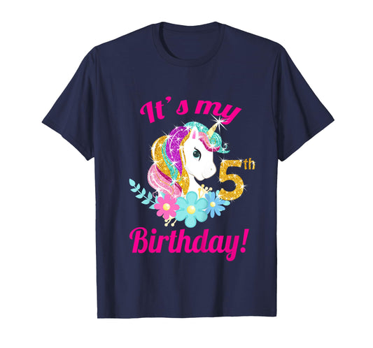 Its My 5th Birthday Unicorn Shirt (5 year old girls outfit) T-Shirt