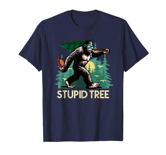 Stupid Tree Disc Golf Bigfoot Frolfing Funny Sasquatch T-Shirt