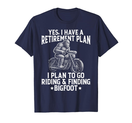 Bigfoot Riding Motorcycle Retirement Gifts Retired Biker Men T-Shirt