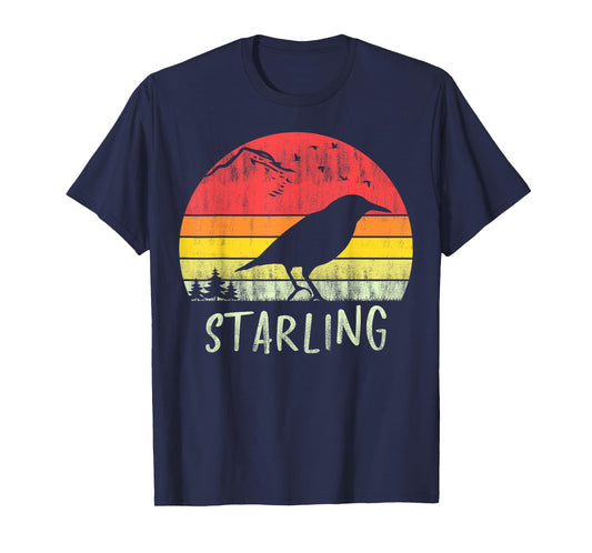 Retro Vintage Starling T-Shirt Silhouette Bird 70s 80s T-Shirt