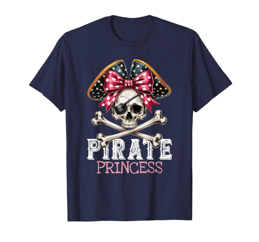 Funny Pirate Princess Coquette Bow Halloween Costume Girls T-Shirt