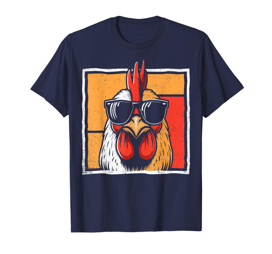 Chicken Sunglasses Retro Vintage Funny For Farmer Men Women T-Shirt