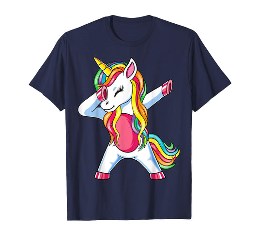 Dabbing Unicorn T-Shirt Girls Kids Women Rainbow Unicorns T-Shirt