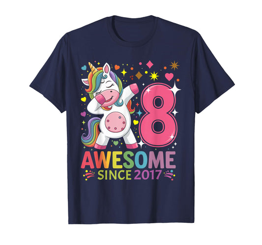 8 Years Old Unicorn Dabbing 8th Birthday Unicorn Party Girls T-Shirt