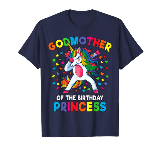 Godmother of the Birthday Princess Dabbing Unicorn Party T-Shirt