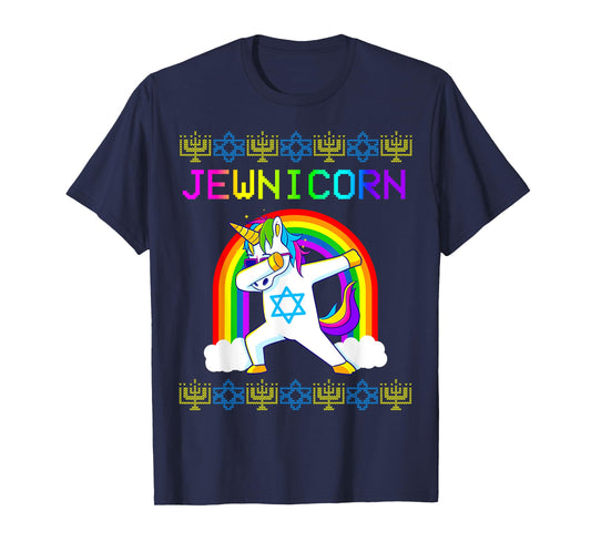 Jewnicorn Ugly Hanukkah Sweater Dabbing Unicorn Chanukah T-Shirt