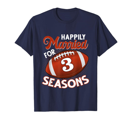 3 Years Marriage 3rd anniversary Gift for Football Couple T-Shirt