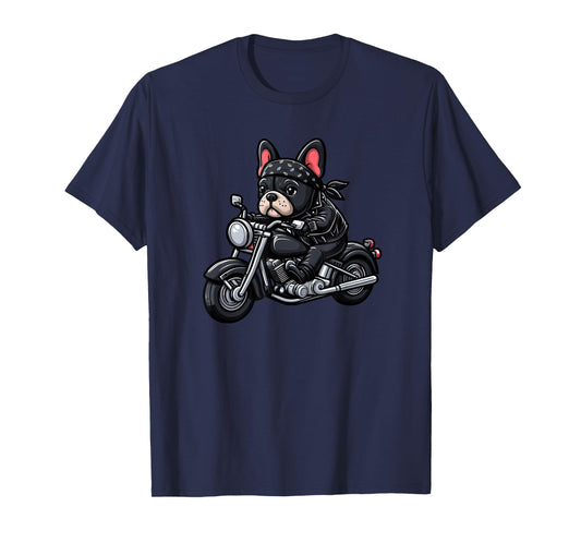 French Bulldog Biker Funny Dog Motorcycle T-Shirt for Men Women Kids