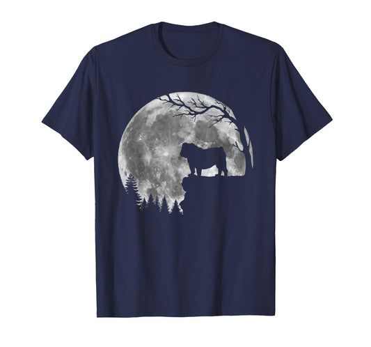English Bulldog Moon Silhouette Funny Lazy Halloween Costume T-Shirt
